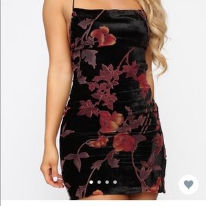 Fashion Nova Velvet Floral Dress